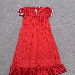 New Small Red Kids Girls Christmas Holiday Vintage Dress Nightgown 