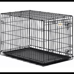 Qpets 48”Dog Crate, Folding Dog Kennel, Dog Cage, Two Doors, with a Tray