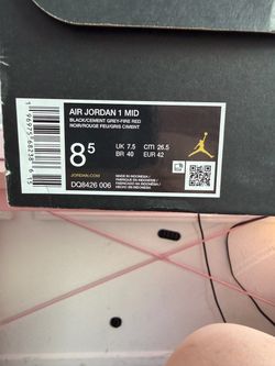 Air Jordan 1 Mid Black Cement Grey Fire Red