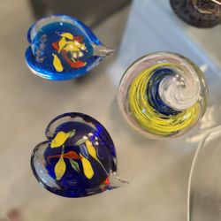 Three Murano Glass Style Paperweights 
