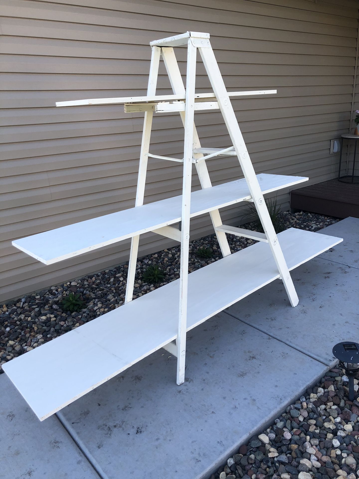 Rustic white ladder shelf