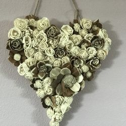 Heart Made With Wood Flowers