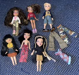 Lil Bratz Bundle Lot - 6 Dolls Mostly Clothed Plus 2 Pairs of Pants + 1 Dress