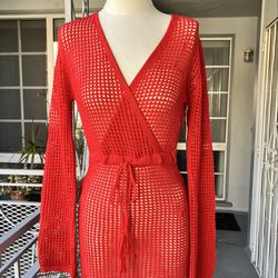 Crochet Swim Cover-Up Mini Dress