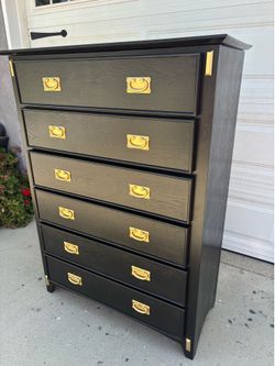 Black and gold 6 drawer dresser chest 40Lx18Wx54H