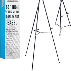66" High Black Metal Display Art Easel E-117