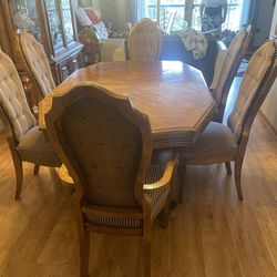 Beautiful Solid Wood Dining Set Of Table And Chairs And Cabinet 