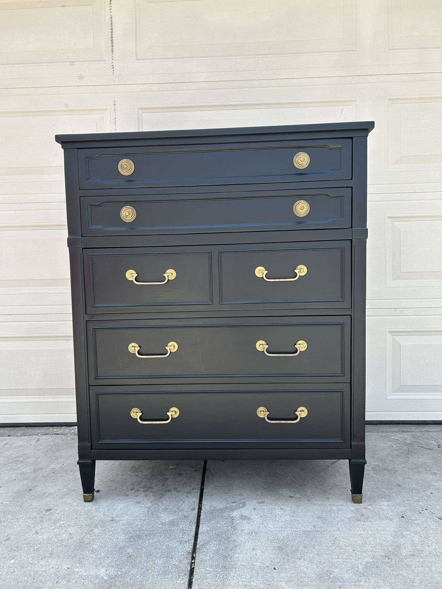 Drexel High Quality All Wood Black Dresser Chest Of Drawers