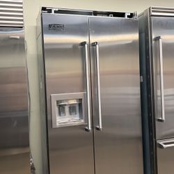 Viking 42”wide Stainless Steel Side By Side Refrigerator Built In 