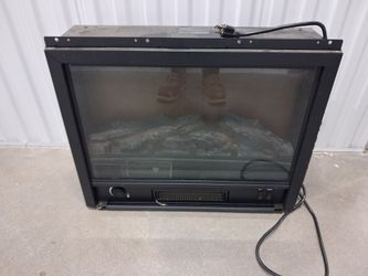 black metal electric fireplace insert with Internal faux wood logs