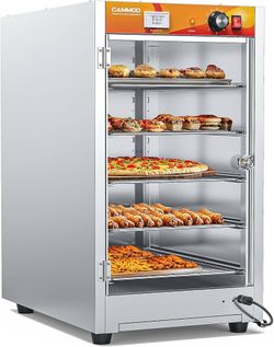 133Qt 5-Tier 900W Commercial Food Warmer w/ 304 Blued Stainless Steel Heating Element, Single-Tempered Glass Door, Adjustable Shelf, Electric Catering