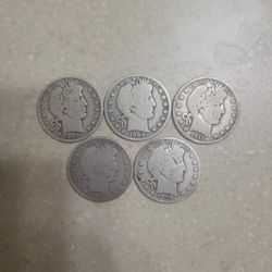 Barber Head Half Silver Dollars 