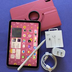 Apple iPad Mini 6th Generation (2021 model / Pink) 64GB with Pink Case, Pen & Accessories 