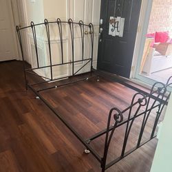 Antique Wrought Iron Queen Bed Frame 