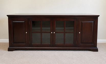 Dark Wood TV Stand Media Console Cabinet
