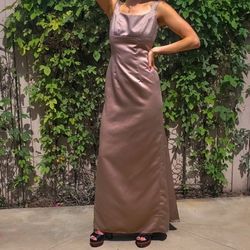Vintage Watters and Watters Champagne Satin Bridesmaid Dress Size 2