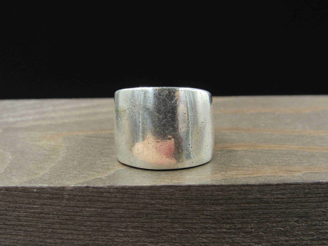 Size 6.25 Sterling Silver Square Worn Band Ring Vintage Statement Engagement Wedding Promise Anniversary Bridal Cocktail Friendship