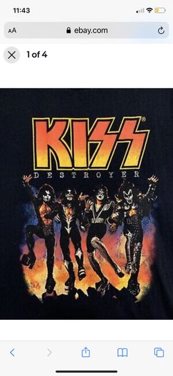KISS Destroyer T Shirt Size Large Black Gene Simmons 80s Rock GREAT Condition