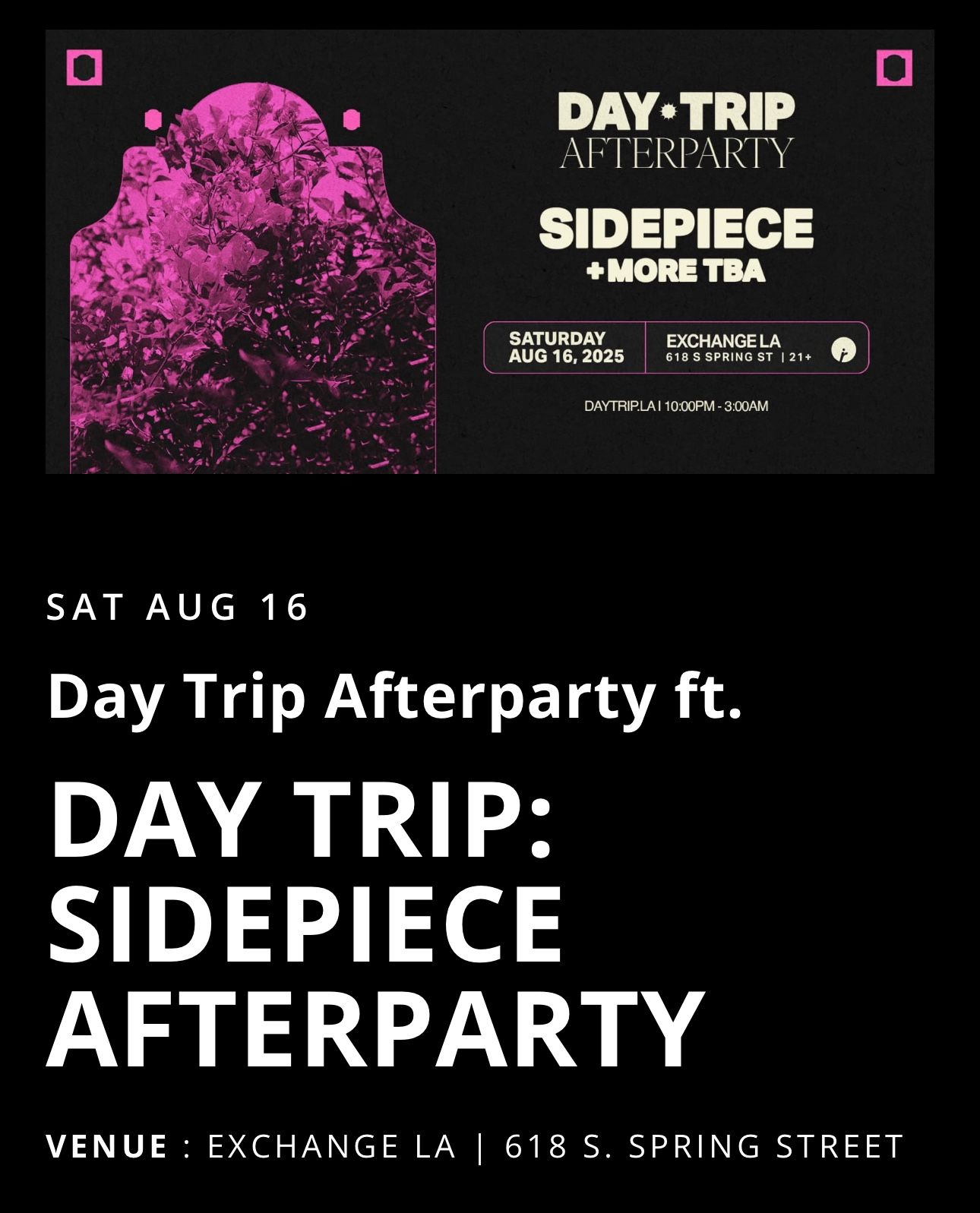 1 Vip Ticket For Sidepiece at Exchange LA
