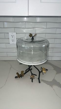 Butterfly Ginkgo Cake Stand with Dome