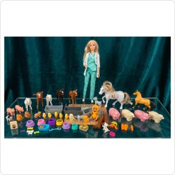 Barbie Farm Vet Doll & Massive Animal Figure Lot (~45+ Pieces)