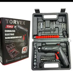 Cordless Electric Screwdriver Drill  42 pcs Set With Flexible Shaft New