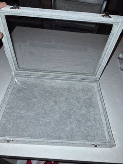 Gray Velvet Display Box with Glass Lid