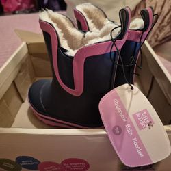 Brand New!  Lily & Dan Children Rain Boots Girls Size 7/8 Waterproof w/ Faux Fur Lining