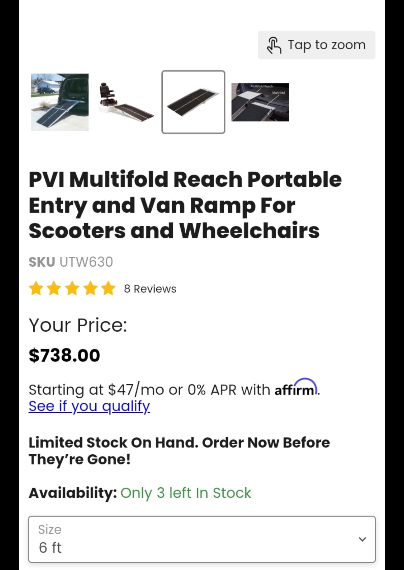 PVI Multifold Reach Portable Entry Van Ramp For Wheelchair And scooters