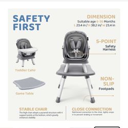 HARPPA Baby High Chair, 8 in 1 Convertible Highchair for Babies and Toddlers, Booster Seat & Toddler Chair for Dining Table with Safety Harness, Adjus