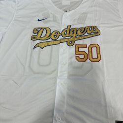 4X BETTS GOLD CHAMPION DODGERS JERSEY 