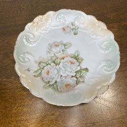 Small Satiny Finish Rose Painted Plate Marked Germany