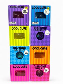 Lot of 8 Cool Cube & Diamond Squishy Toys New Sealed