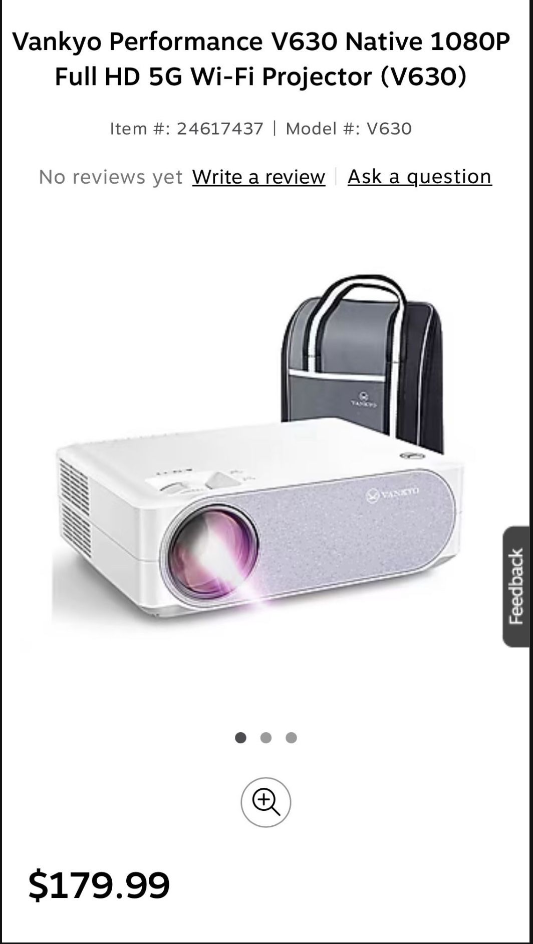 Gently used Vankyo Performance V630 Native 1080P Full HD 5G Wi-Fi Projector (V630)