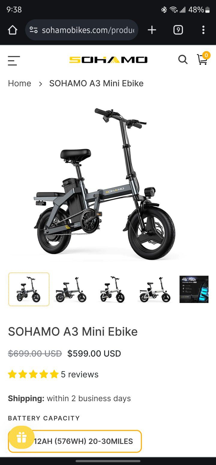 Folding Electric Bike SOHAMO A3