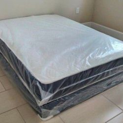New QUEEN SIZE MATTRESS WITH BOX SPRING SET COLCHONES QUEEN BED 