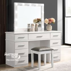 Makeup Vanity Dresser White ( Only 10 Down)