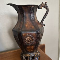 Antique Metal Pitcher 16” Tall