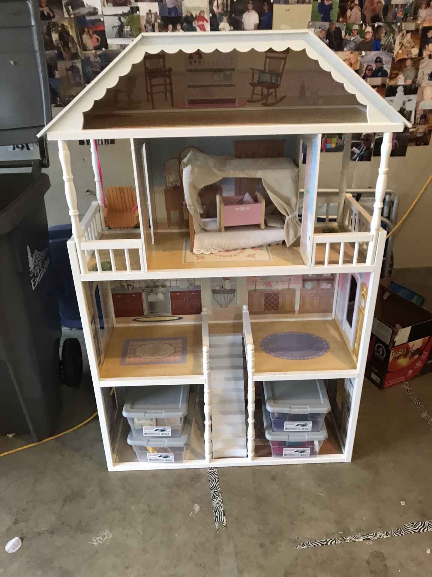 Large doll house and furniture