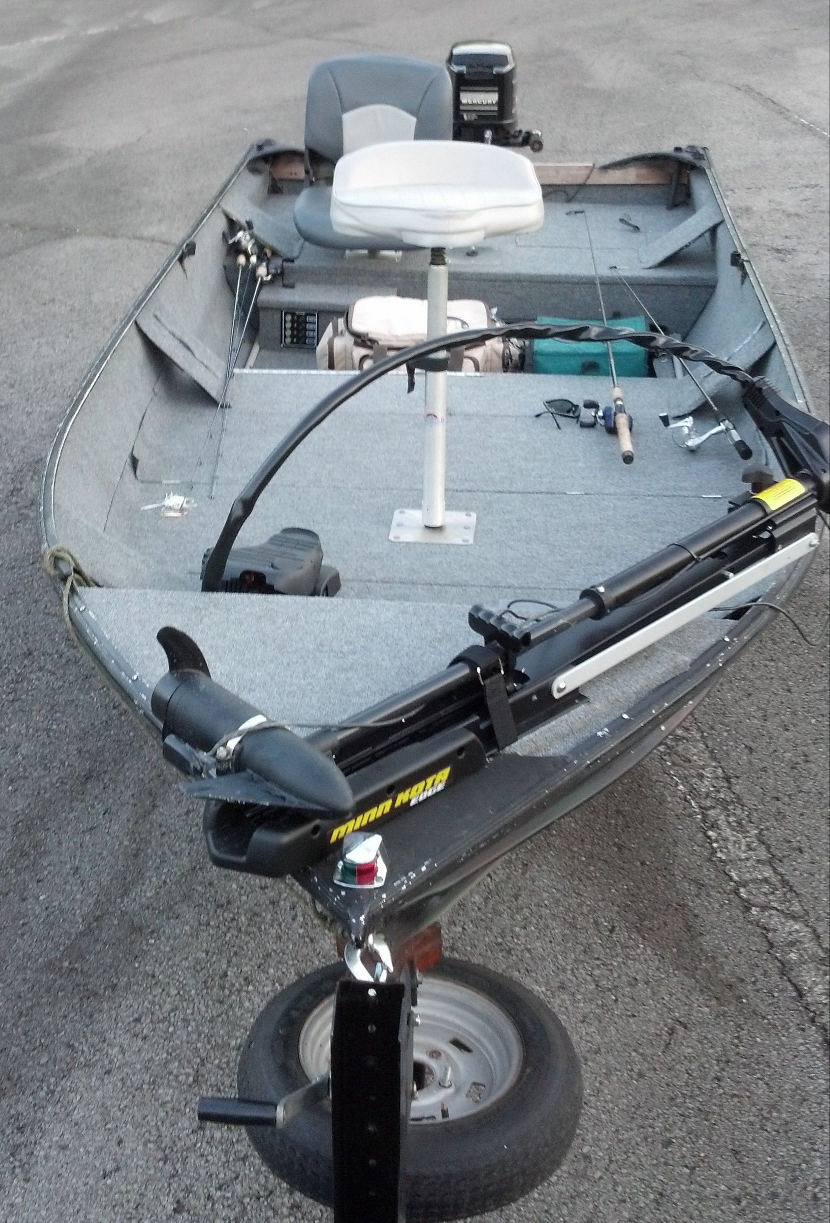 Older aluminum bass boat