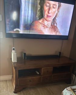 Wood TV Stand with Drawers and Cabinet