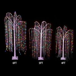 3pcs Lighted Willow Tree Decorations,4FT+5FT+6FT Colorful Birch Tree RGB LED Trees with Remote,Weeping Willow Tree Indoor/Outdoor Lighted Christmas Tr