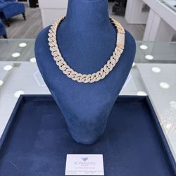 Chain Cubanlink 18 MM By 22 Inch 10k Gold  Diamonds Real 