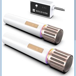 Wireless Microphones, Microphone with One-to-One Chip Connection, Controllable LED Lights, 40H Duration, 200FT Range