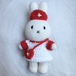 Just dutch Miffy In Handmade Crochet Nurse Clothes Corcheted