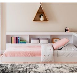 Twin Bed Bookcase Frame + Mattress