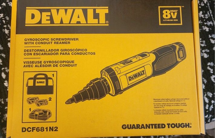 DEWALT New 8V Max Cordless Screwdriver with conduit reamer, Gyroscope