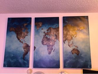 Abstract World Map Canvas Wall Art