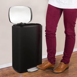 13.2 Gallon Step Trash Can, Stainless Steel Garbage Bin, Soft-Close Rubbish Bin with Removable Plastic Inner Bucket, Fingerprint-Proof, Lid Dustbin, S