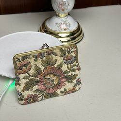 neiman marcus Vintage Floral Tapestry Change Purse